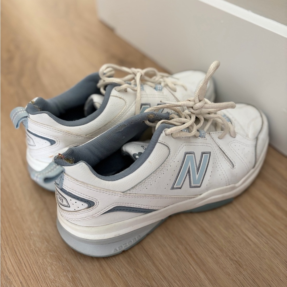New Balance White and Blue Women's 608 Sneakers